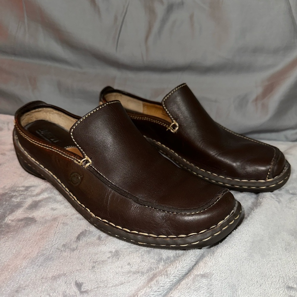Born Brown Leather Clogs Size 6.5 - Picture 4 of 9